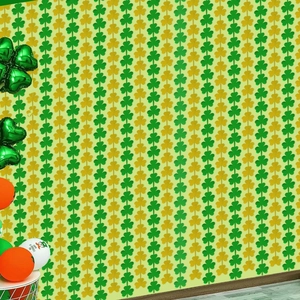 Saint Patrick's Day clover garland curtains in green and yellow for party decoration