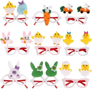 Lunettes de Nouveauté de Pâques pour Enfants Adultes Lapin Carotte Poussin Œuf Dessin Animé Feutre Fête Accessoires Photo