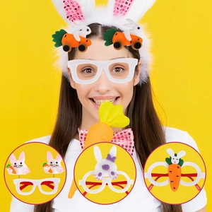 Kit accessoires fête de Pâques avec serre-tête oreilles de lapin et lunettes en feutre