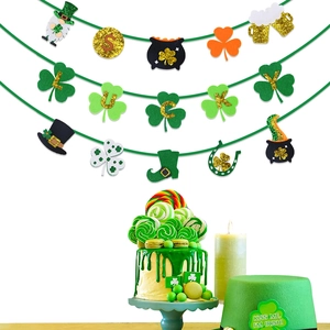 St Patricks Day Felt Banner Green Shamrock Clover Gnome Decorations Lucky Gold Coin Ornament Festive Party Hanging Decor