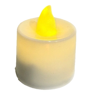 Warm white LED flameless tea light candle with flickering yellow flame for festive decor