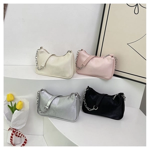 Collection of chic hobo underarm bags in four colors with stylish silver chain straps