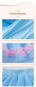 Detail of soft blue lining, multi-layer nylon mesh and elastic waistband on girls tutu