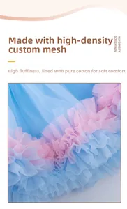 Detail of high-density pink and blue mesh tutu skirt with soft cotton lining