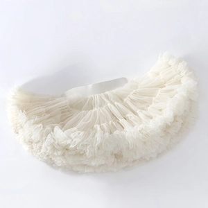 Detailed close-up showing the multi-layered white mesh and elastic waistband of the tutu skirt
