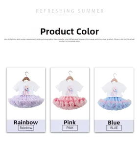 Comparaison détaillée de trois ensembles tutu licorne pour filles en arc-en-ciel, rose et bleu