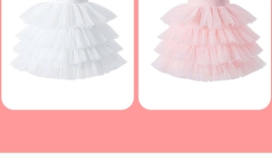 Détail de la jupe à volants multicouche pour filles en rose et blanc avec tulle pailleté