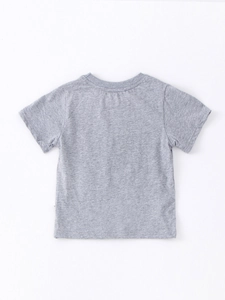 Girls sweet lace short sleeve T-shirt in melange grey cotton with a minimalist design