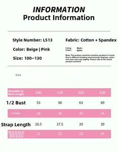 Size chart for girls' sequin tulle dress listing fabric specs and detailed measurements