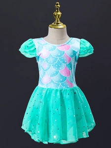 Robe de Danse Ballet Filles Écailles de Sirène Léopard Arc-en-ciel Paillettes Tulle Tutu Robe de Fête pour Enfants