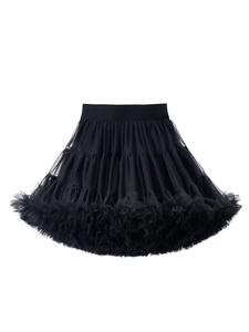 Classic black tiered tulle tutu skirt with elastic waistband for stylish party wear