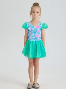 Robe tutu sirène pour filles avec écailles pailletées arc-en-ciel et jupe en tulle