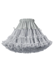 Jupon tutu multicouches gris argenté avec nœuds pour la mode féminine