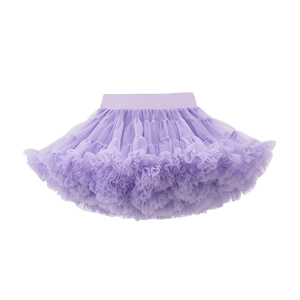 Light purple multi-layer puffy tutu skirt for girls with soft elastic waistband