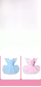 Vue détaillée de tutus de ballet avec manches volantées et jupes en tulle à étoiles dorées