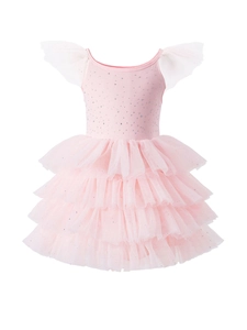 Robe Tutu Sans Manches pour Fillettes avec Maniche Papillon Strass Princesse Jupe à Étages en Maille Soirée Été