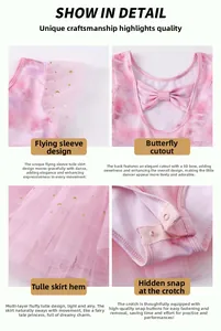 Détails du justaucorps de ballet rose avec paillettes étoiles et dos à nœud ajouré