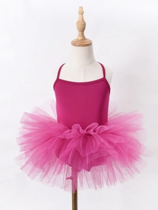 Girls Ballet Tutu Dress Criss Cross Back Leotard Dance Performance Princess Skirt Halloween Spider Web Leopard Print Clothing