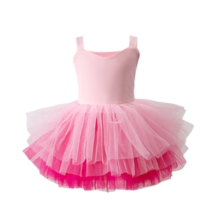 Detail of pink girls' ballet tutu showing layers of pink and rose gauze mesh skirt