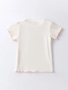 Girls short sleeve white T-shirt with pink ruffle trim and rainbow tutu skirt set