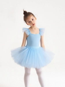 Robe Tutu de Ballet pour Filles Justaucorps de Danse pour Enfants Et Jupe Tutu en Maille Avec Volants Dos Croisé pour Gymnastique