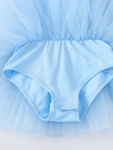Justaucorps de ballet bleu clair pour filles avec jupe en tulle et boutons-pression
