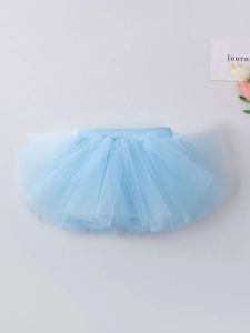 Jupe tutu de ballet bleu clair pour filles avec tulle multicouche et taille élastique