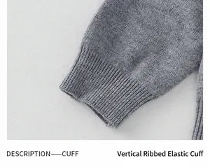 Détail des poignets en maille côtelée grise sur un cardigan pour fille pour un ajustement