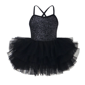 Close-up of glittery sequins and tiered mesh tutu skirt for girls ballet leotard