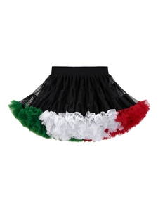 Mädchen Prinzessin Farbblock Tutu Rock Mehrlagiges Mesh Tüll Party Rock Mit Elastischem Bund Für Festival Tanz Aufführung