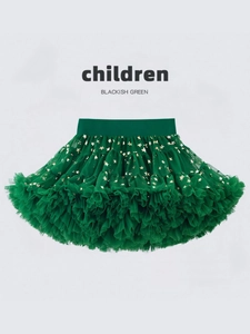 Jupe tutu vert foncé pour filles avec étoiles dorées pour Noël et fêtes d'anniversaire