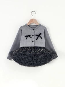 Ensemble Cardigan en Maille et Jupe Tutu pour Filles en Polyester Maille Souple Motif d'Étoile Style Coréen pour Fête