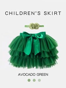 Avocado green toddler tutu skirt set with matching flower headband and satin bow
