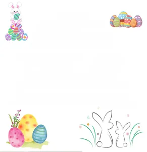 Detailed spec sheet showing felt Easter headband dimensions with cute cartoon egg motifs