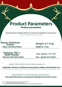 Detailed specifications for 13cm PET glitter Christmas flower decoration for trees
