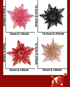 Size chart showing 13cm glitter star ornaments for Christmas tree decoration