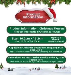 Detail showing 16cm red velvet artificial Christmas flower with gold glitter accents