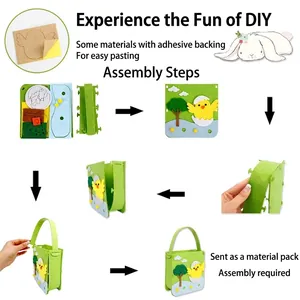 DIY Easter bunny felt gift bag assembly kit with cartoon chicken and egg decorations