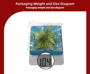 Detail shot of 13cm glittery green-gold Christmas flower being weighed at 10.4g