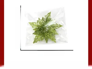 Detailed dimensions of green glitter star ornament measuring 15.5cm by 14.4cm