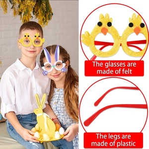 Easter party glasses for kids featuring yellow felt chick and bunny ear decorations