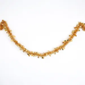 Thick 2M golden Christmas tinsel garland with star sequins for holiday party decor
