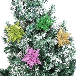 Sparkly 13cm glitter artificial flowers for festive DIY Christmas tree decoration ornaments