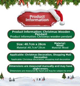 Detailed product specifications for Christmas wooden door sign with size and material info