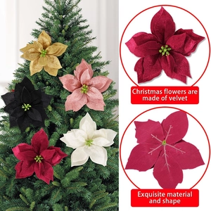 12cm multi-color velvet Christmas poinsettia flowers for tree decoration and holiday decor
