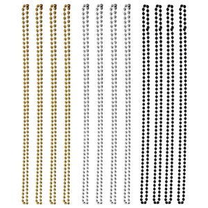 Twelve-piece set of gold, silver, and black bead necklaces for 2026 New Year party decor