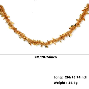 Thick 2M golden Christmas tinsel garland with stars for party and tree decoration