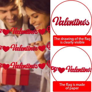 Striscione rosso scintillante per San Valentino con cuori e scritte per decorazione festa