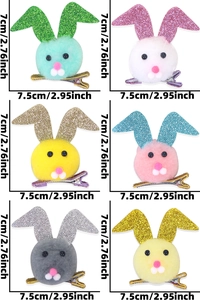Dettagli dimensionali per set di fermagli per capelli a forma di coniglio di Pasqua