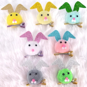 Mollette per Capelli a Forma di Coniglio di Pasqua Fermagli per Capelli con Orecchie di Coniglio di Peluche con Glitter per Bambini Ragazze Festa